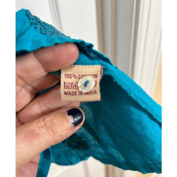 True Craft Women Small Embroidery Scoop Neckline 3/4 Sleeve Tunic Boho Chic - Picture 5 of 9